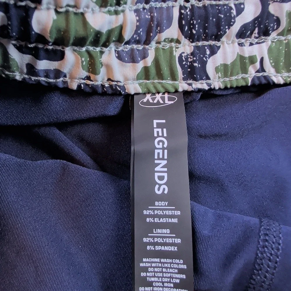Legends Luka Shorts Mens XXL 2XL Green Blue Camo Lined Athletic Training Running